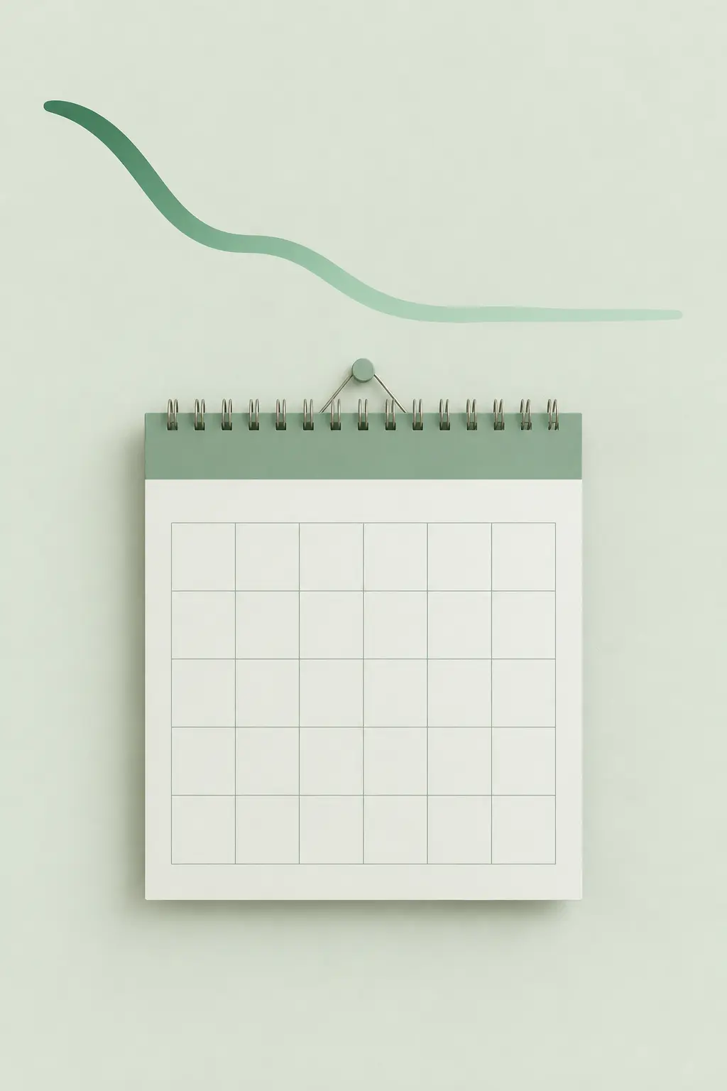 Calendario con una línea ondulada que se va aplanando para representar síntomas que disminuyen con el tiempo