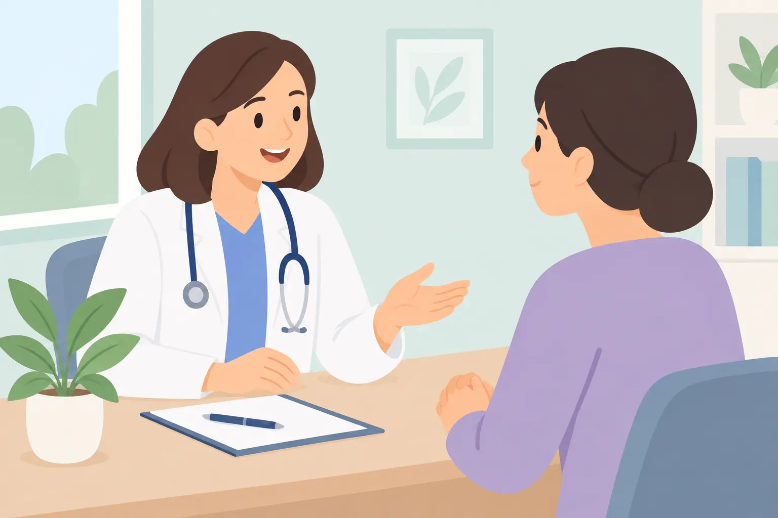 Profesional sanitaria conversando con un paciente sobre los síntomas al dejar de fumar